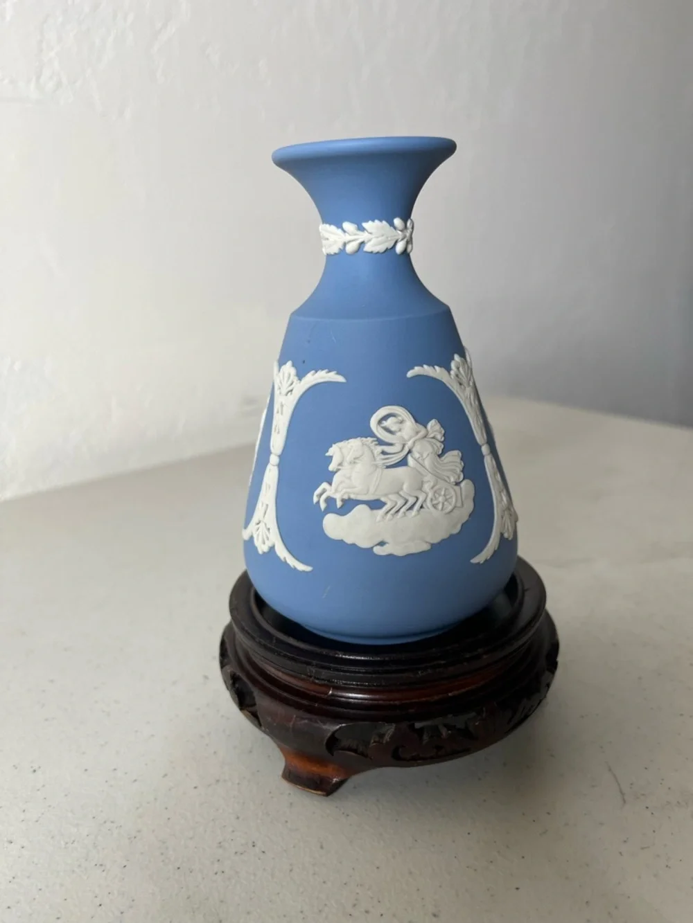 Wedgwood Blue Vase with White Classical Relief